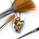 Small Artist Palette Necklace in Silver and Amber