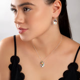 Small Artist Palette Necklace in Silver and Amber