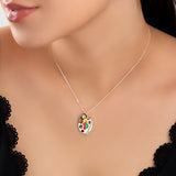 Small Artist Palette Necklace in Silver and Amber