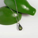 Avocado Necklace in Silver and Green Amber