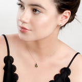 Avocado Necklace in Silver and Green Amber