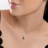Avocado Necklace in Silver and Cognac Amber