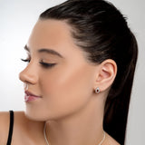 Avocado Stud Earrings in Silver and Cognac Amber