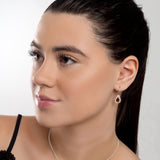 Avocado Drop Earrings in Silver and Cognac Amber