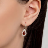 Avocado Drop Earrings in Silver and Cognac Amber