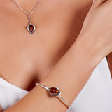Lily Flower Bangle in Silver and Cognac Amber