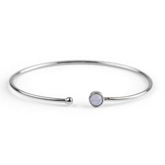 Simple Solo Cuff Bangle in Silver and Blue Lace Agate