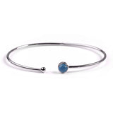 Simple Solo Cuff Bangle in Silver and Owyhee Blue Opal