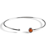 Simple Solo Cuff Bangle in Silver and Green Amber