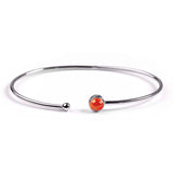 Simple Solo Cuff Bangle in Silver and Carnelian