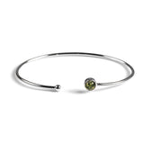 Simple Solo Cuff Bangle in Silver and Yellow Amber