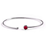Simple Solo Cuff Bangle in Silver and Garnet