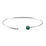 Simple Solo Cuff Bangle in Silver and Malachite