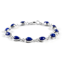 Classic Teardrop Link Bracelet in Silver and Lapis Lazuli