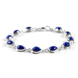 Classic Teardrop Link Bracelet in Silver and Lapis Lazuli
