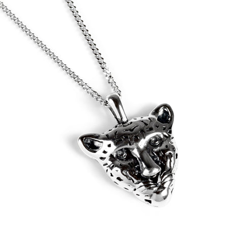 Miniature Leopard Head Necklace in Silver