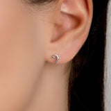 Bass Clef Music Note Stud Earrings in Silver