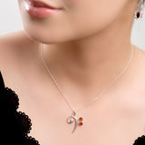 Music Bass Clef Necklace in Silver and Cognac Amber