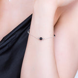 Bead Bracelet in Silver and Black Onyx