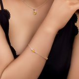 Bead Bracelet in Silver and Yellow Amber