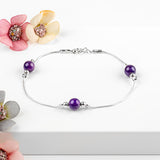Bead Bracelet in Silver and Amethyst