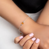 Bead Bracelet in Silver and Cognac Amber