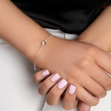 Bead Bracelet in Silver and Dalmatian Jasper