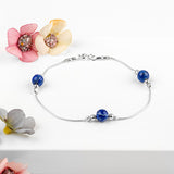 Bead Bracelet in Silver and Lapis Lazuli