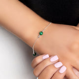 Bead Bracelet in Silver and Malachite