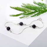 Bead Bracelet in Silver and Black Onyx