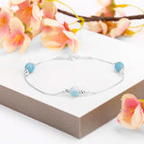Bead Bracelet in Silver and Larimar