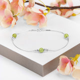 Bead Bracelet in Silver and Peridot