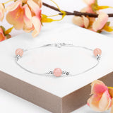 Bead Bracelet in Silver and Pink Opal