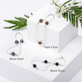 Bead Bracelet in Silver and Black Pearl