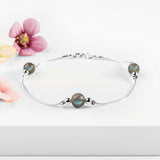Bead Bracelet in Silver and Labradorite