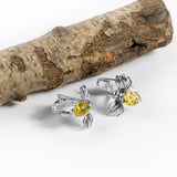 Bumble Bee / Bumblebee Cufflinks in Silver and Yellow Amber