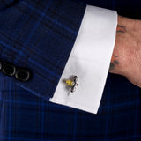 Bumble Bee / Bumblebee Cufflinks in Silver and Yellow Amber