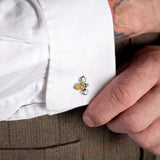 Bumble Bee / Bumblebee Cufflinks in Silver and Yellow Amber