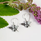 Cute Honey Bee Drop Earrings in Silver