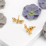 Miniature Bumble Bee Stud Earrings in Silver with 24ct Gold