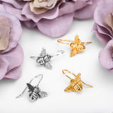 Cute Honey Bee Hook Earrings in Silver with 24ct Gold