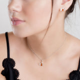 Tiny Honey Bee Necklace in Silver and Amber