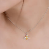 Tiny Honey Bee Necklace in Silver and Yellow Amber