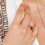 Bumble Bee Ring in Silver and Cognac Amber