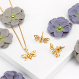 Miniature Bumble Bee Necklace in Silver with 24ct Gold
