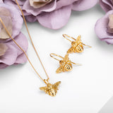 Cute Honey Bee Necklace in Silver with 24ct Gold