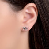 Miniature Bumble Bee Stud Earrings in Silver