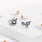 Miniature Bee Stud Earrings in Silver