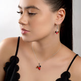 Beech Leaf Necklace in Silver, Coral and Amber