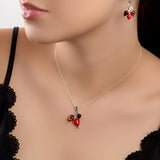 Beech Leaf Necklace in Silver, Coral and Amber